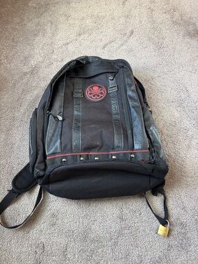 Marvel Hydra Backpack Black Red Skull Logo Laptop Travel School Bag